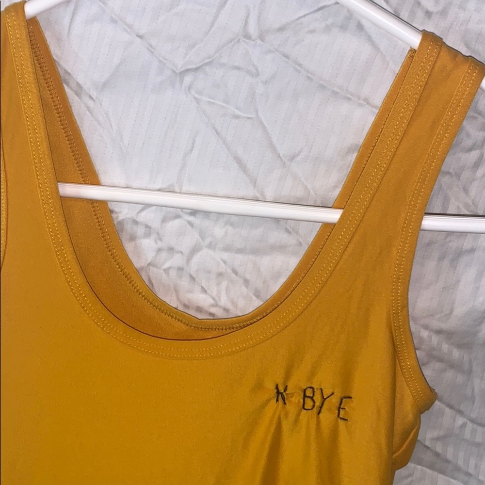 Mustard “K BYE” Embroidered Tank